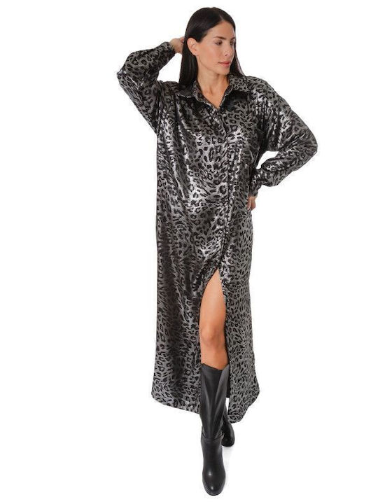 Maxi Abend Hemdkleid Silber