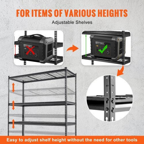 Vevor Dexion Shelf 152.4x61x198.1cm with 5 Shelves Total Load Capacity 905kg