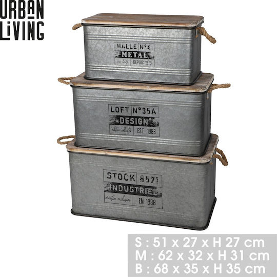 Σετ Μεταλλικά Κουτιά Αποθήκευσης 3 Τμχ 51x27x27cm 62x32x31ccm 68x35x35cm Urban Living 54155