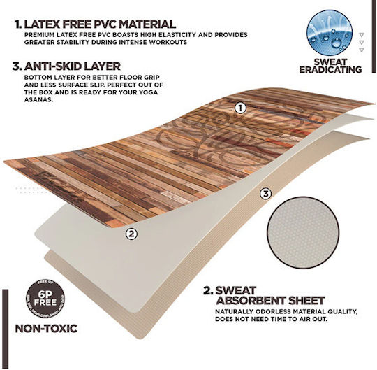 Rdx PVC йога постелка Rustic Wood D4