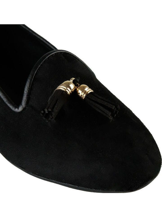 Schwarze Wildleder-Loafer Dekorativ