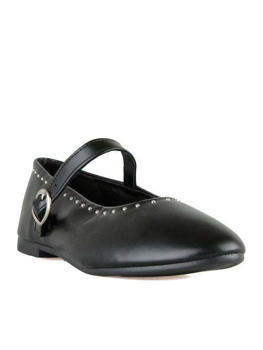 Schwarze Mary Jane Riemchen-Ballerina
