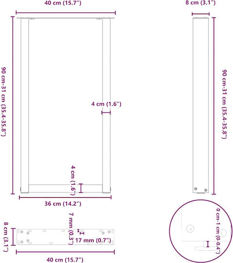 Vidaxl Couchtischbeine U-Form 2 Stk. Weiß 40 x 90-91 cm Weiß