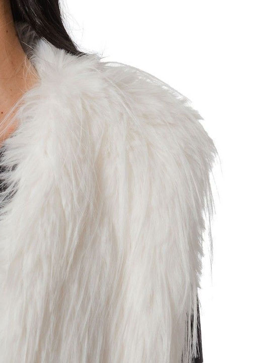 Women's Sleeveless Short Fur White