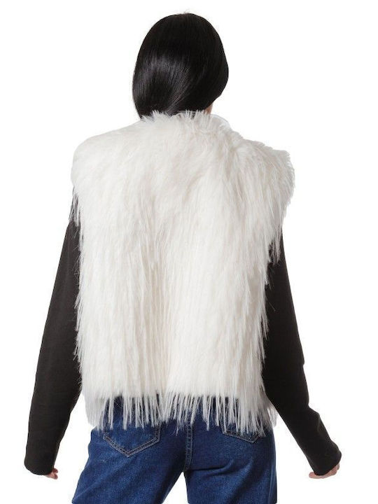 Women's Sleeveless Short Fur White