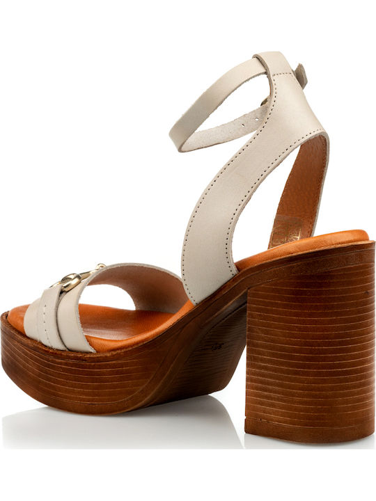 Leder Sandalen Beige