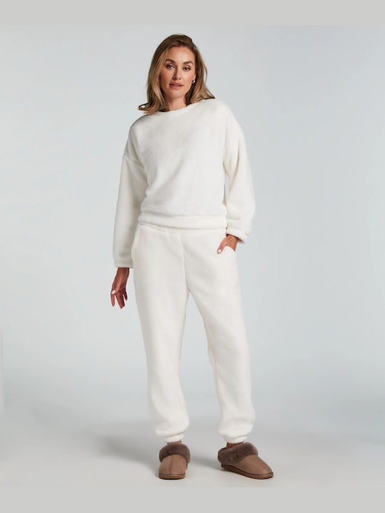 Hunkemöller Winter Fleece Women's Pyjama Pants White Alyssum