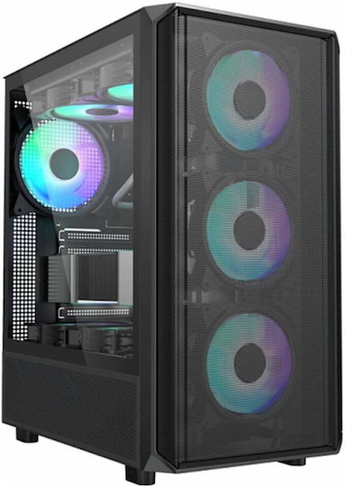 Serioux Vanguard Gaming Midi Tower Κουτί Υπολογιστή με RGB Φωτισμό Μαύρο