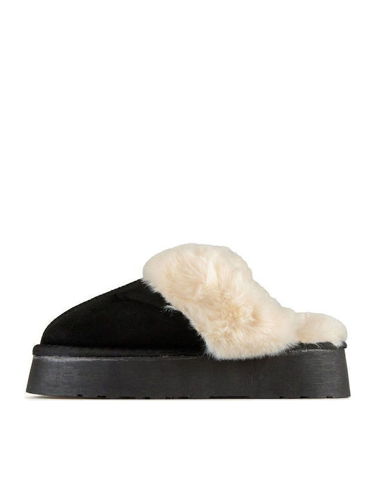 Papuci Pentru Femei De Iarnă Cu Blană Negri
