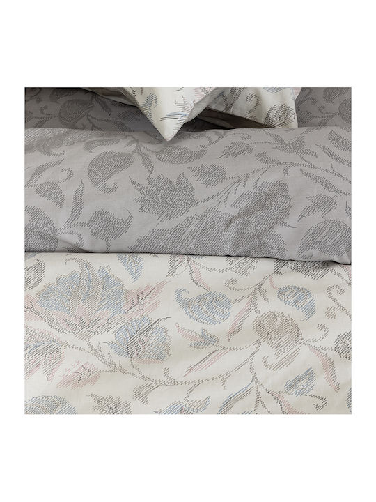 Nima Duvet Cover Set Cotton Queen with 2 Pillowcases 220x240 Aelia Beige, Light Blue, Pink