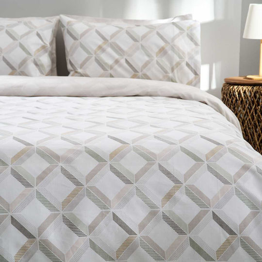 Vesta Home Παπλωματοθήκη Βαμβακερή Υπέρδιπλη 230x240 Rombi Λευκή