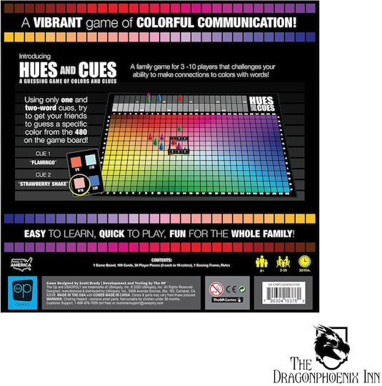 Board Game Hues and Cues for 3-10 Players 8+ Years Old (EN) USAopoly