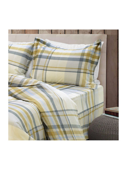 Lino Home Duvet Cover Set Cotton Satin Queen with 2 Pillowcases 220x240 Netz Beige