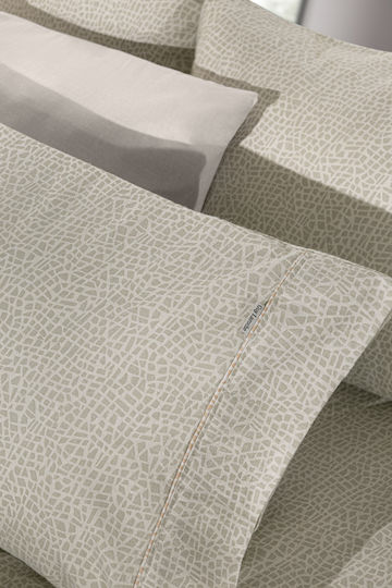 Guy Laroche Mira Baumwolle Bettbezug Set 225x245cm Übergröße mit 2 Kissenbezügen Cement