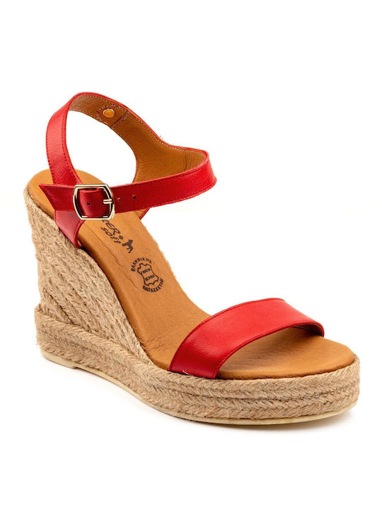 Boxer Women's Leather Platform Espadrilles Red