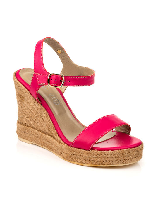 Boxer Women's Leather Platform Espadrilles Fuchsia