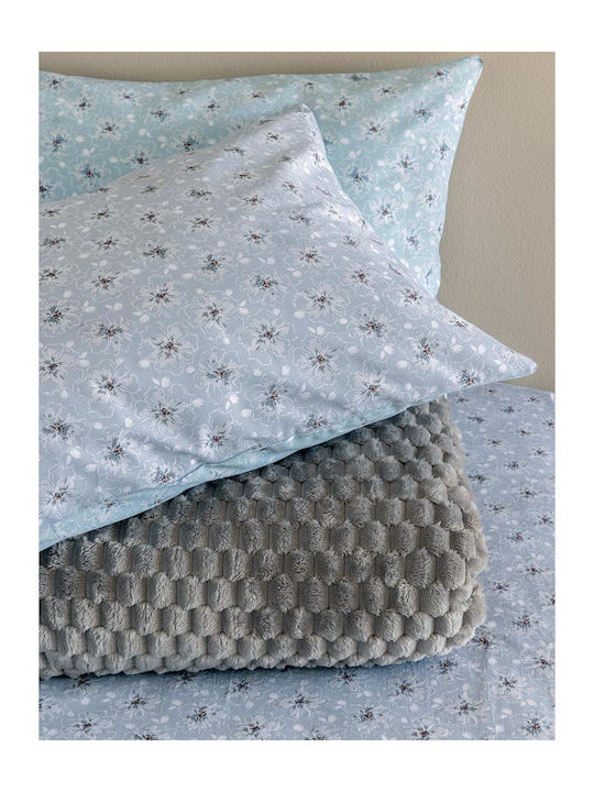 Palamaiki Duvet Cover Set Cotton Single with Pillowcase 170x250 Fashion Life Fl6259 Light Blue