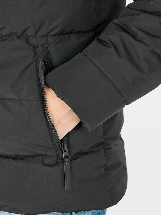 Kurz Damen Puffer Jacke Wasserdicht für Winter Black