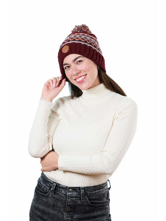 Cabaia Beanie Unisex Fleece Beanie Knitted in Burgundy color