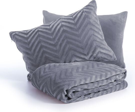 Nef-Nef Homeware Комплект Плик за Завивка Кинг Сайз с 2 Калъфки 240x220 Carmen Сив