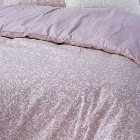 Nef-Nef Homeware Duvet Cover Set Flannel Single with Pillowcase 160x230 Sorial Mauve