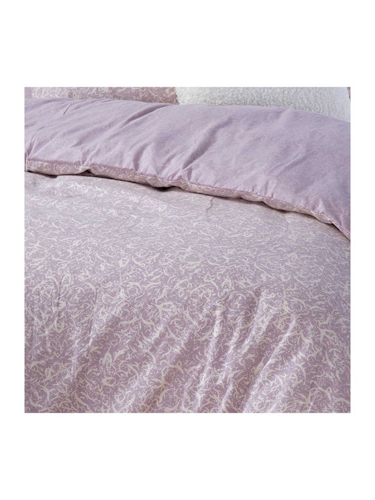 Nef-Nef Homeware Duvet Cover Set Flannel Queen with 2 Pillowcases 240x230 Sorial Mauve