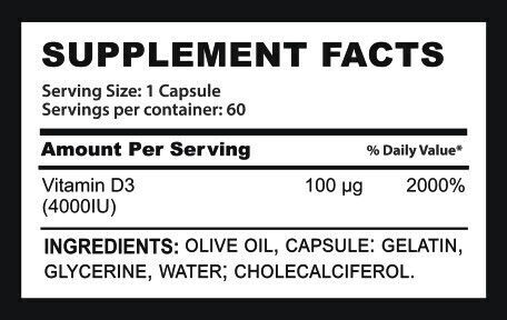 Fire & Spear Vit D3 Βιταμίνη για Ενίσχυση του Ανοσοποιητικού & την Υγεία των Οστών 4000iu κατάλληλη για ενήλικες 50+ 60 κάψουλες