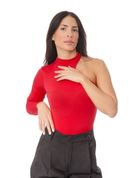 One Shoulder Bodysuit Red
