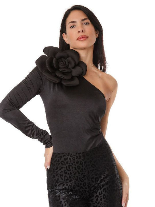 One Shoulder Bodysuit Black