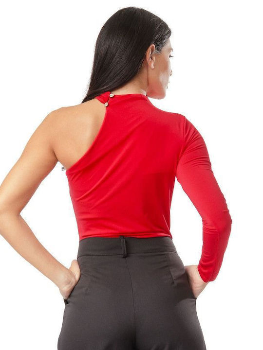One Shoulder Bodysuit Red