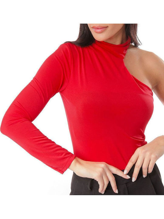 One Shoulder Bodysuit Red