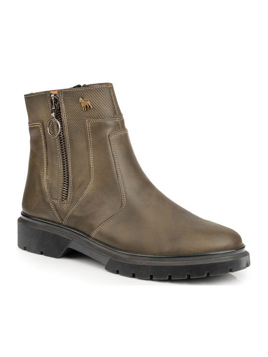 Leather Women's Ankle Boots Green