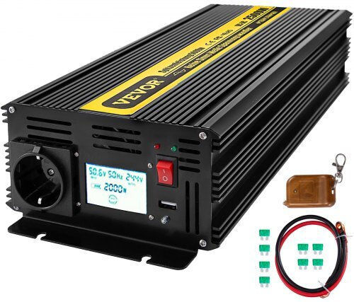 Vevor Car Inverter Pure Sinewave 2500W to Converter 12V DC in 230V AC