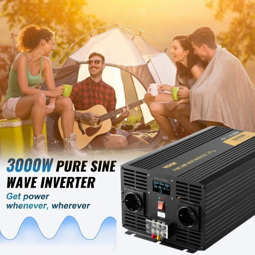 Vevor Inverter Αυτοκινήτου Καθαρού Ημιτόνου 3000W για Μετατροπή 12V DC σε 230V AC
