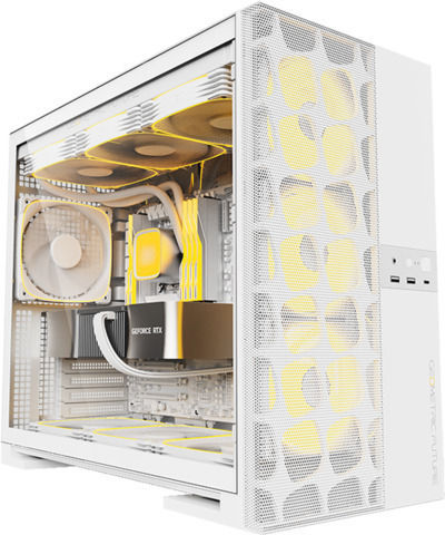Geometric Future Model 5 Gaming Midi Tower Computer Case with Side Window White