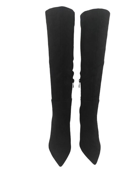 Suede High Heel Women's Boots Black