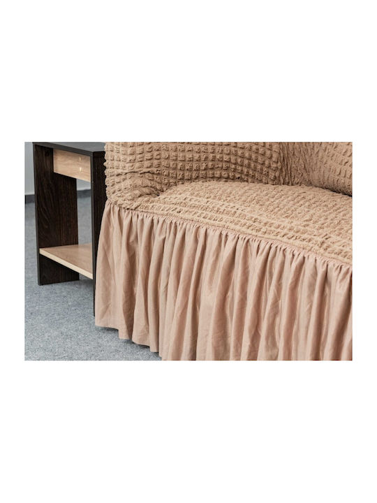 Elastic Cover for Corner Sofa with Skirt Cvr-cgv-dark beige