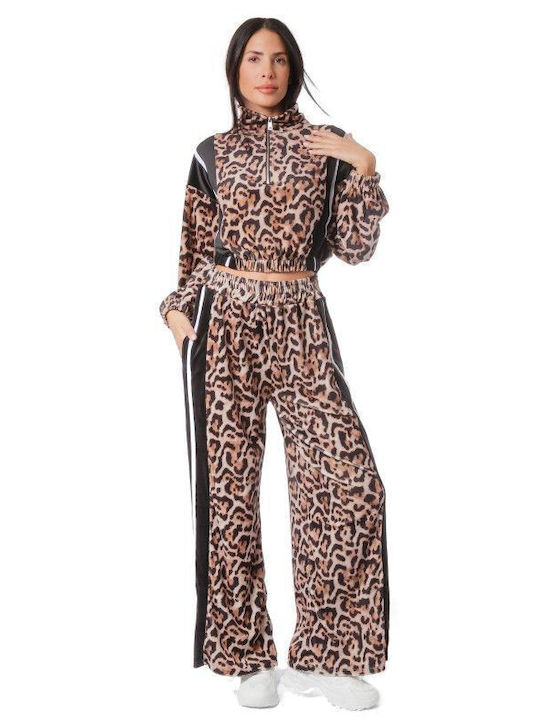 Velvet Animal Print Tracksuit Set