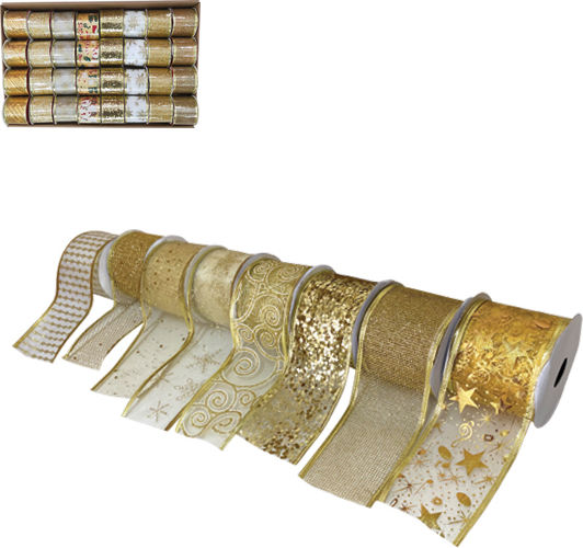 AGC Christmas Ribbon Gold 270x6.3cm 16pcs
