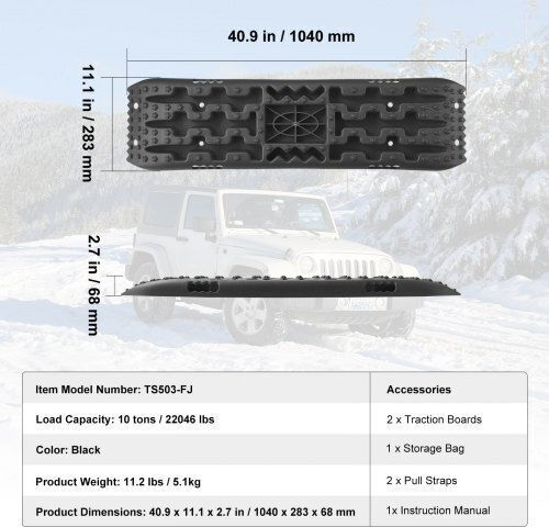Set of 2 Vevor Traction Mats for Mud, Snow, Sand with Storage Bag Black Qctkbzbs2jzzyhdqzv0