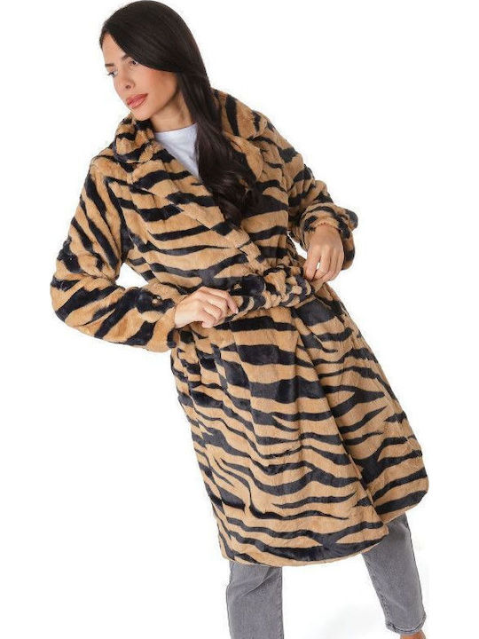 Women's Long Fur Animal Print