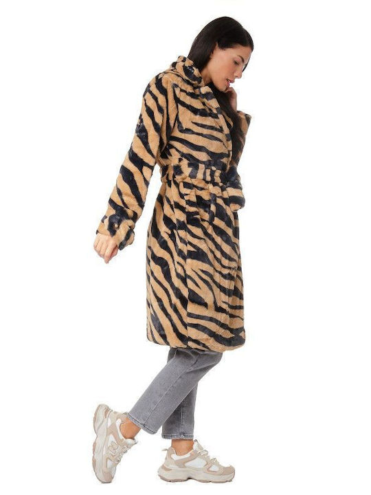 Women's Long Fur Animal Print
