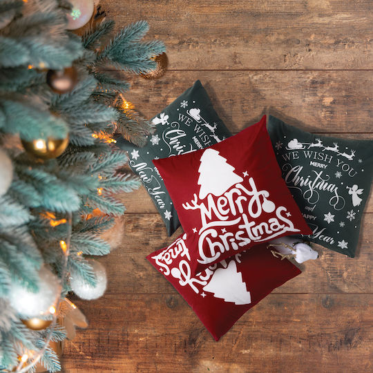 Das Home Christmas Decorative Pillow Square Red 45x45cm