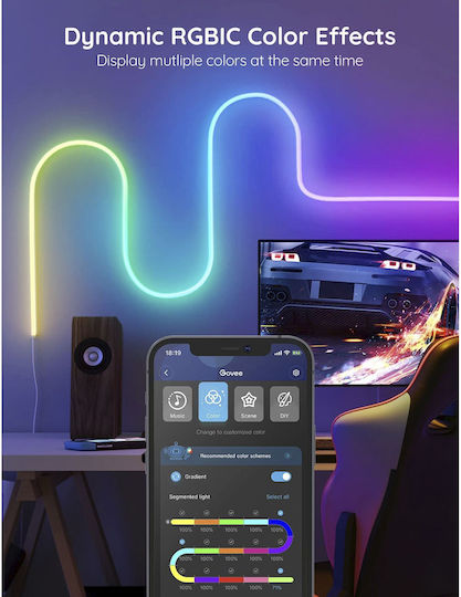 Govee Rezistent la apă Inteligent Bandă LED Wi-Fi RGBW Lumină 2m Neon Flex