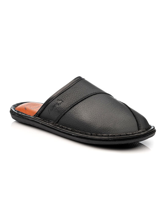 Boxer Men's Leather Slippers Black