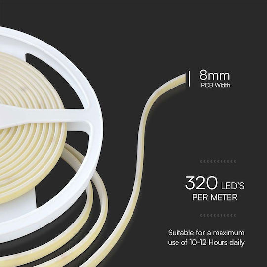 V-TAC Waterproof LED Strip 24V Natural White Light 5m Type COB