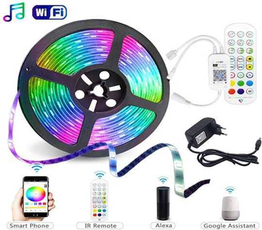 Rixme Водоустойчива LED Лента Rixme С USB порт 5V RGB Светлина 5м Тип SMD5050 с Захранване & Дистанционно управление