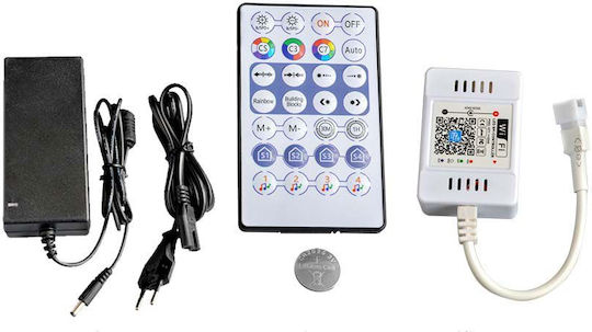 V-TAC Waterproof Smart LED Strip Wi-Fi 24V RGB Light 5m Type SMD5050 with Power Supply, Remote Control & WiFi Controller