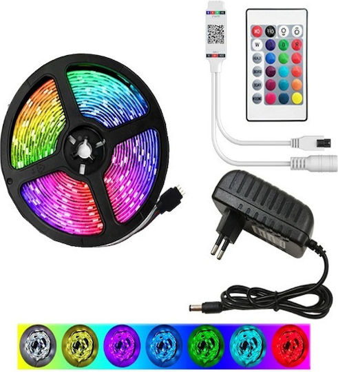 LED Strip 220V RGB Light 5m Type SMD5050 with Power Supply & Remote Control