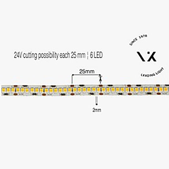 VK Lighting Ταινία LED 24V Φυσικό Λευκό Φως 5m Τύπου SMD2835